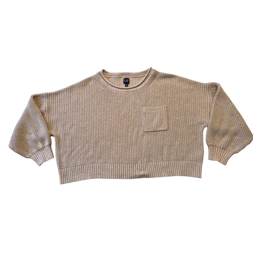 Gap XXL Rollneck Sweater Chunky Knit Oatmeal 100% Cotton Oatmeal Fisherman CBK